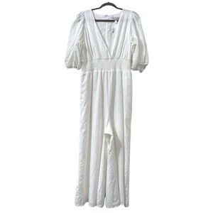 Anthropologie Hutch Smocked Waist Eyelet Jumpsuit XL Cottagecore‎ Feminine NWT